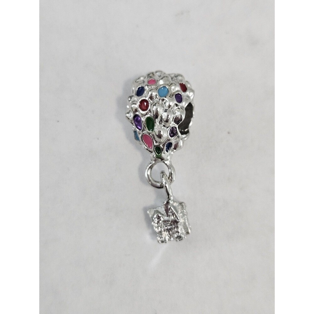 Hot Air Balloon Bead Charm UP Silvertone And Enamel